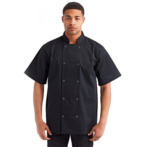 Unisex Ten Studded Front Short Sleeve Chef Coat Thumbnail