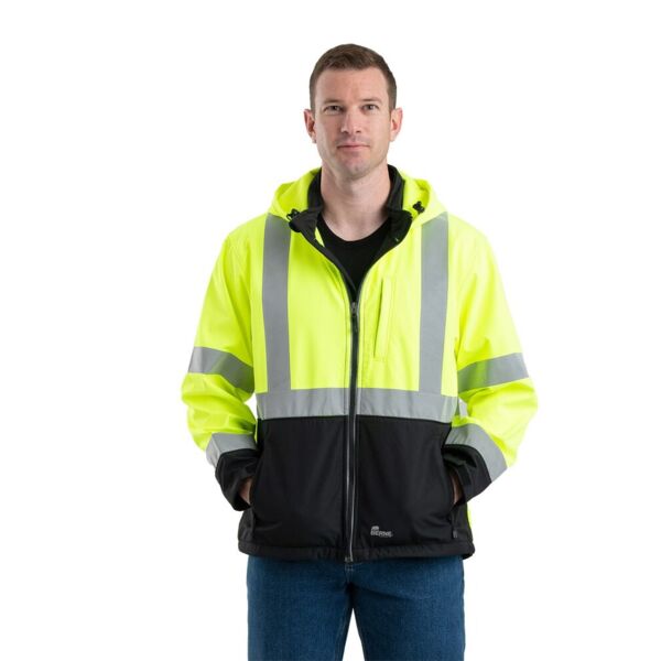 Men's Hi-Vis Class 3 Hooded Soft Shell Jacket Thumbnail