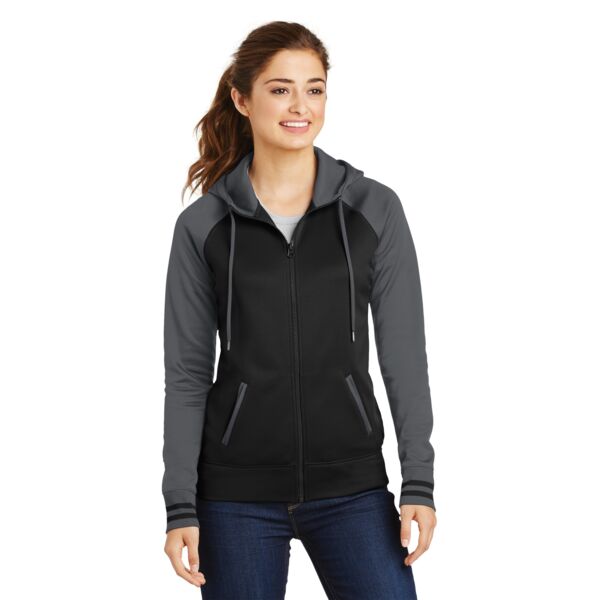 Sport Tek Women's Sport Wick ® Varsity Fleece Full Zip Hooded Jacket LST236 Women's Sport Wick ® Varsity Fleece Full Zip Hooded Jacket Thumbnail