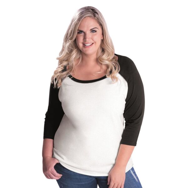 LAT Women's Curvy Collection Baseball Three-Quarter Sleeve Tee 3830 Women's Curvy Collection Baseball Three-Quarter Sleeve Tee Thumbnail