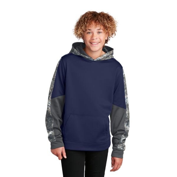 Sport Tek Youth Sport Wick ® Mineral Freeze Fleece Colorblock Hooded Pullover YST231 Youth Sport Wick ® Mineral Freeze Fleece Colorblock Hooded Pullover Thumbnail