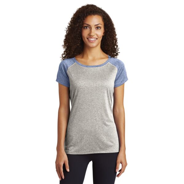 Sport Tek Women's Heather On Heather Contender Scoop Neck Tee LST362 Women's Heather On Heather Contender Scoop Neck Tee Thumbnail