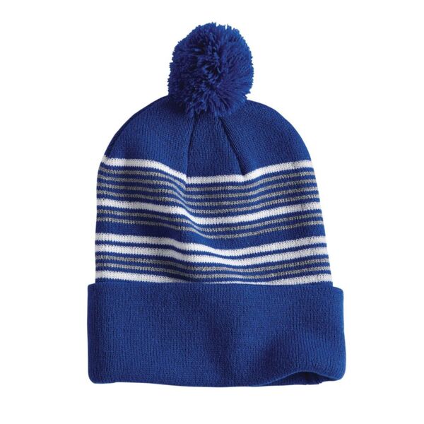 Sportsman 12" Striped Pom-Pom Cuffed Beanie SP60 12" Striped Pom-Pom Cuffed Beanie Thumbnail