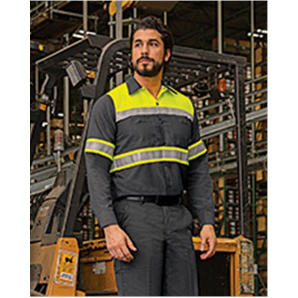 Red Kap Men's Hi-Visibility Colorblock Ripstop Long Sleeve Work Shirt SY70 Men's Hi-Visibility Colorblock Ripstop Long Sleeve Work Shirt Thumbnail