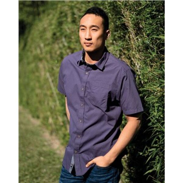 Men's Peached Printed Poplin Short Sleeve Shirt Thumbnail