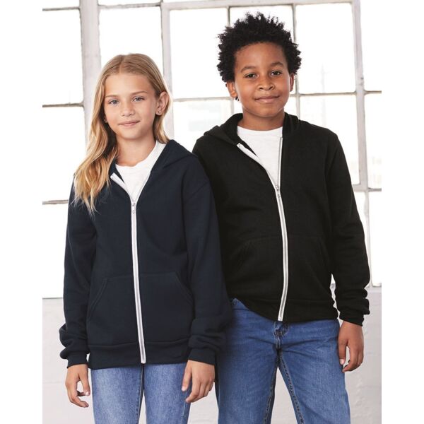 Bella + Canvas Youth Sponge Fleece Full-Zip Hoodie Sweatshirt 3739Y Youth Sponge Fleece Full-Zip Hoodie Sweatshirt Thumbnail