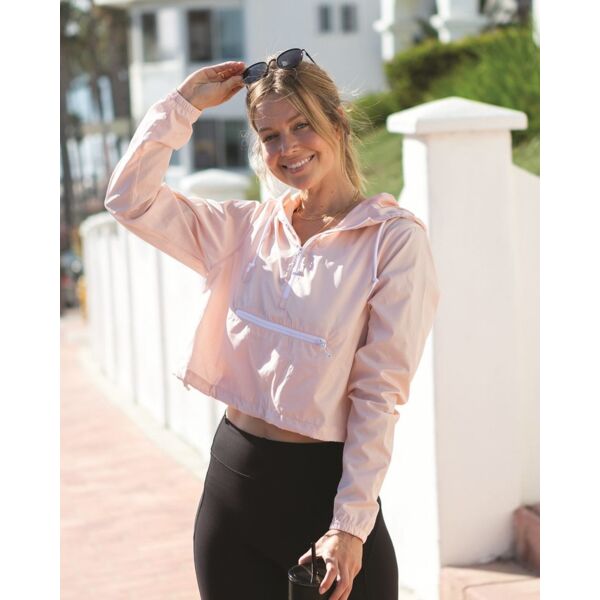 Independent Trading Co. Women's Lightweight Quarter-Zip Pullover Crop Windbreaker EXP64CRP Women's Lightweight Quarter-Zip Pullover Crop Windbreaker Thumbnail