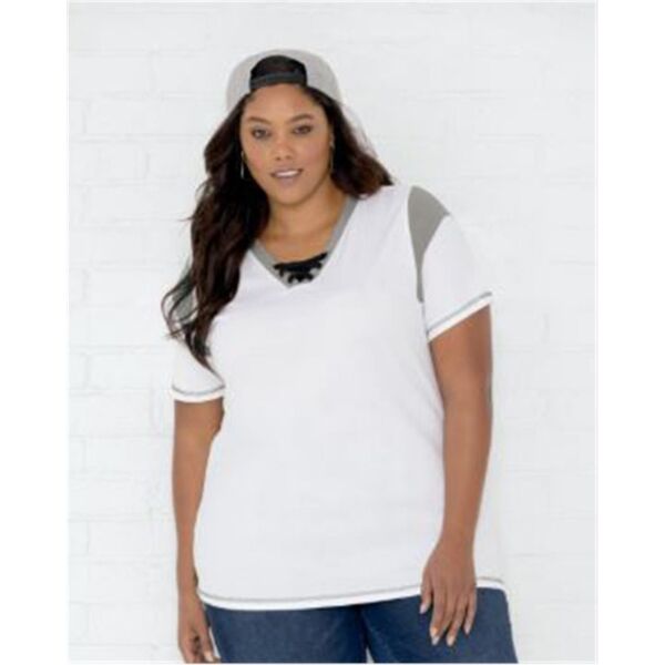 LAT Women's Curvy Lace Up Fine Jersey Tee 3833 Women's Curvy Lace Up Fine Jersey Tee Thumbnail
