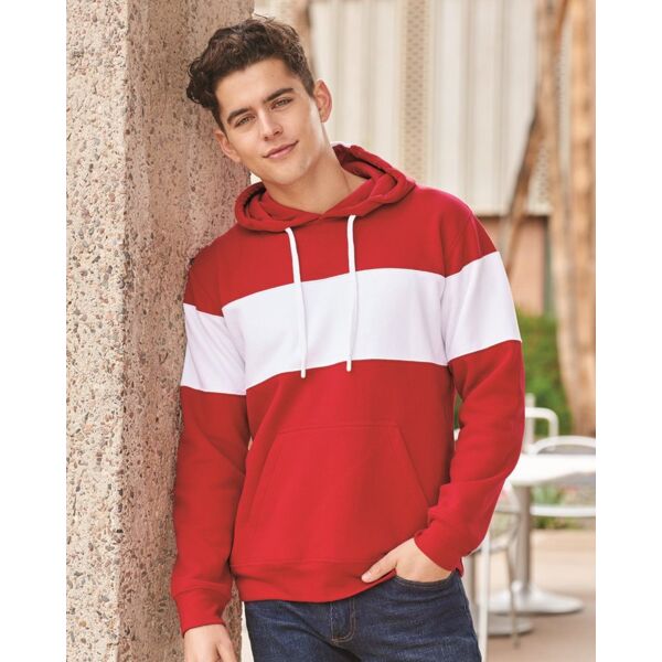J. America Men's Varsity Fleece Colorblocked Hooded Sweatshirt 8644 Men's Varsity Fleece Colorblocked Hooded Sweatshirt Thumbnail
