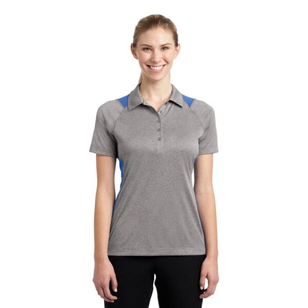 Sport Tek Ladies Heather Colorblock Contender  Performance Polo LST665 Ladies Heather Colorblock Contender  Performance Polo Thumbnail