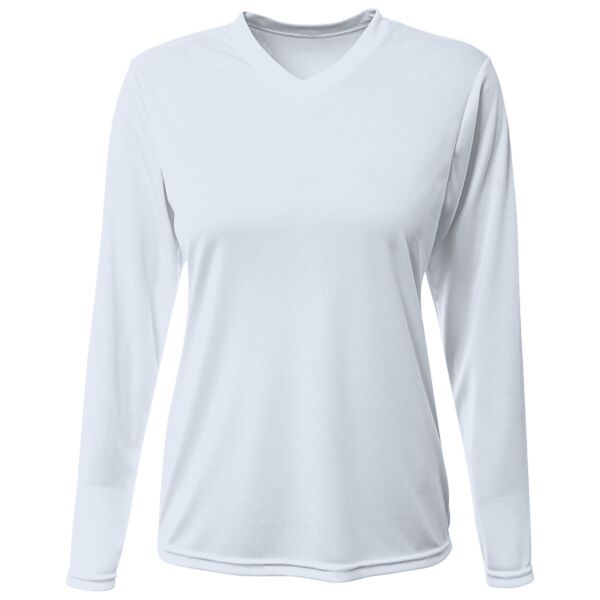 Women's USA-Made Long Sleeve Cotton Deep V-Neck Thumbnail