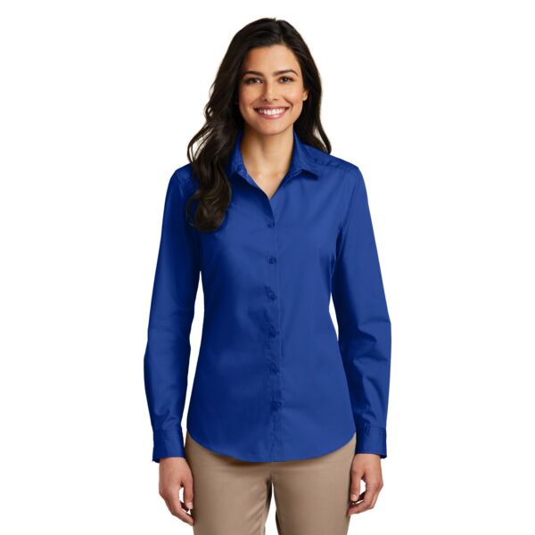 Port Authority Ladies Long Sleeve Carefree Poplin Blend Button Up Shirt LW100 Ladies Long Sleeve Carefree Poplin Blend Button Up Shirt Thumbnail