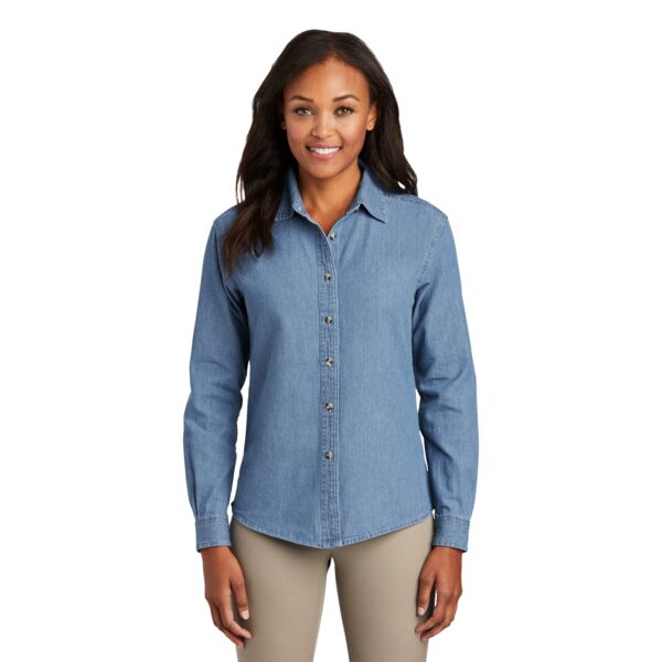 Port & Company Ladies Long Sleeve Value Denim Shirt LSP10 Ladies Long Sleeve Value Denim Shirt Thumbnail